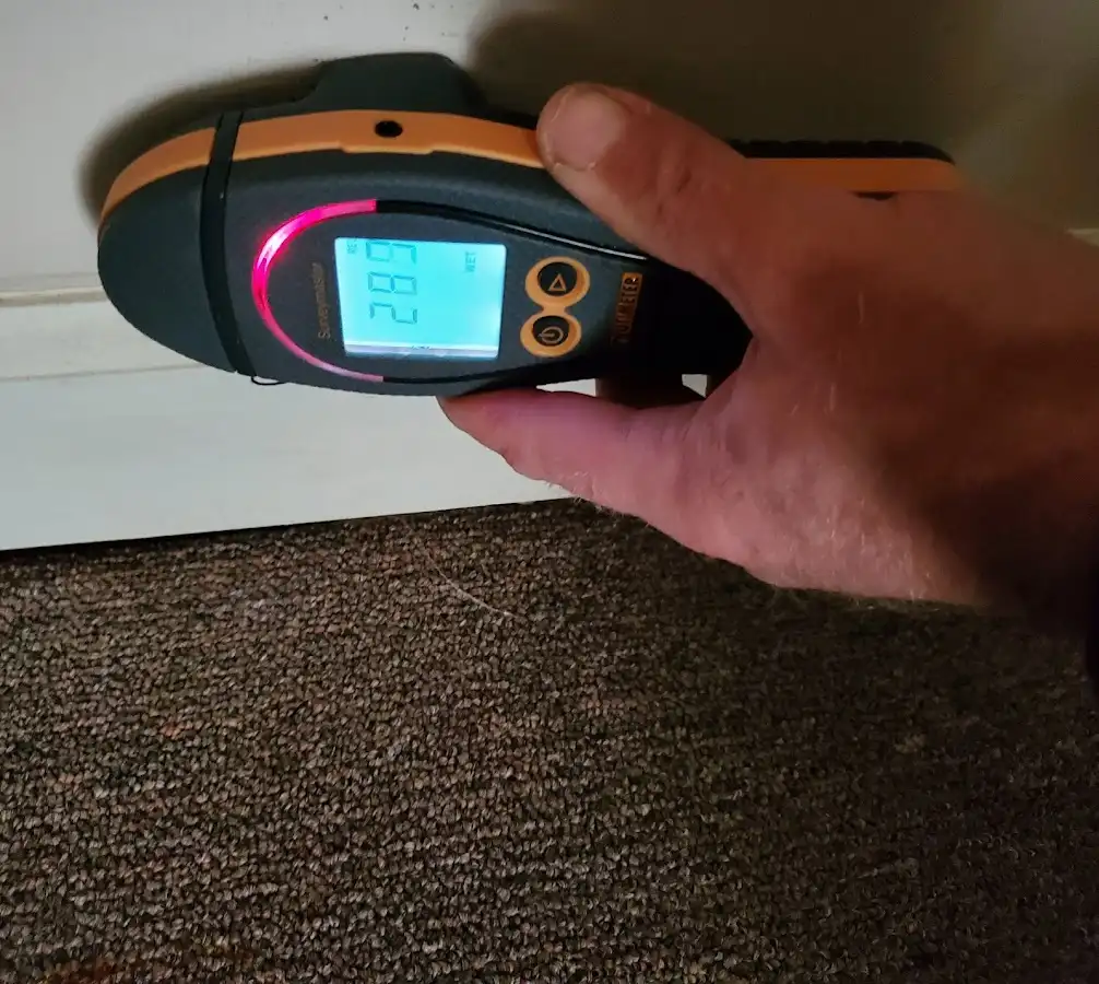 Moisture detection at baseboard during Burst Pipe Cleanup in Ottawa